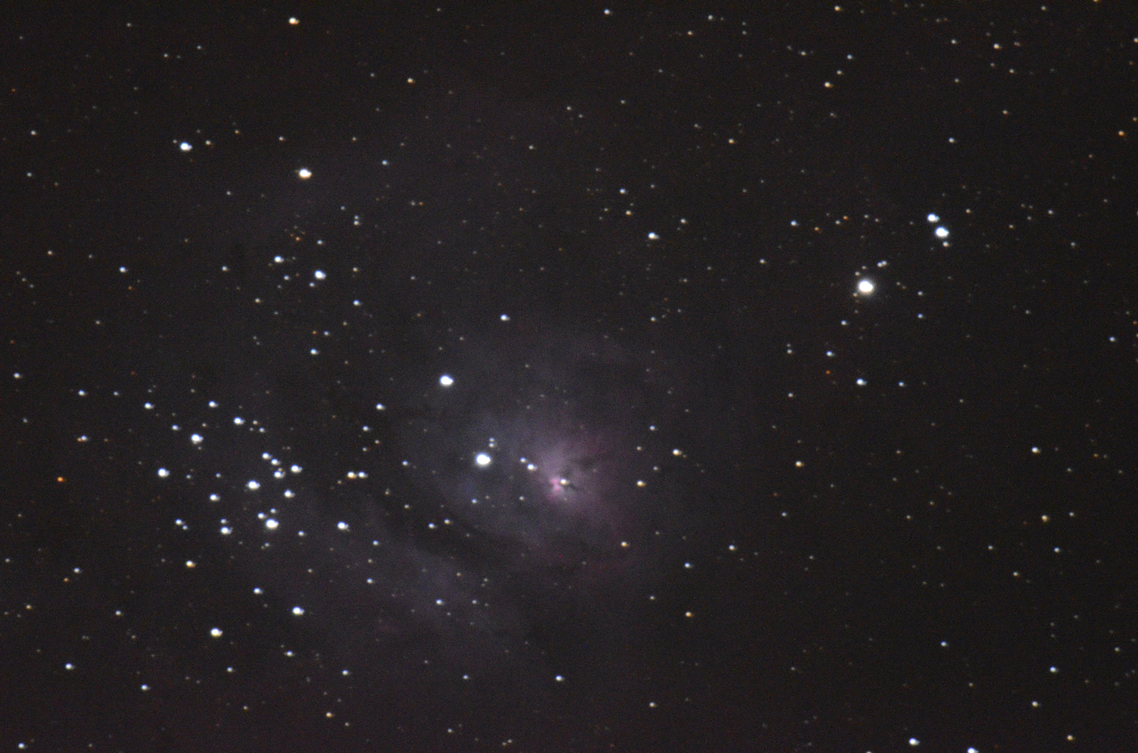 14-07-06, 12:49am. ISO6400, 30s. wow! gorgeous pink with long dark lanes.  See bottom for stack with dark frame from RAW.
